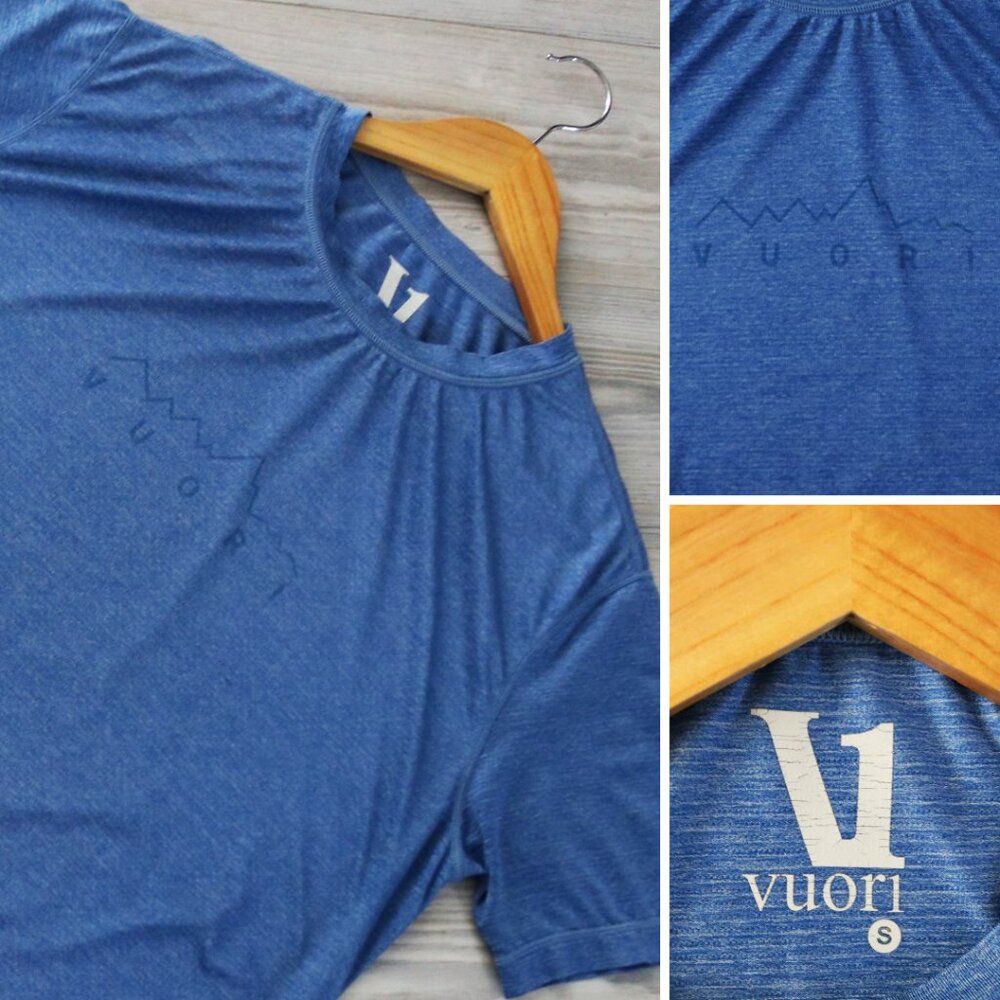 Vuori Performance Tee Mens Azure Athleisure Running Gym Activewear T-Shirt Small